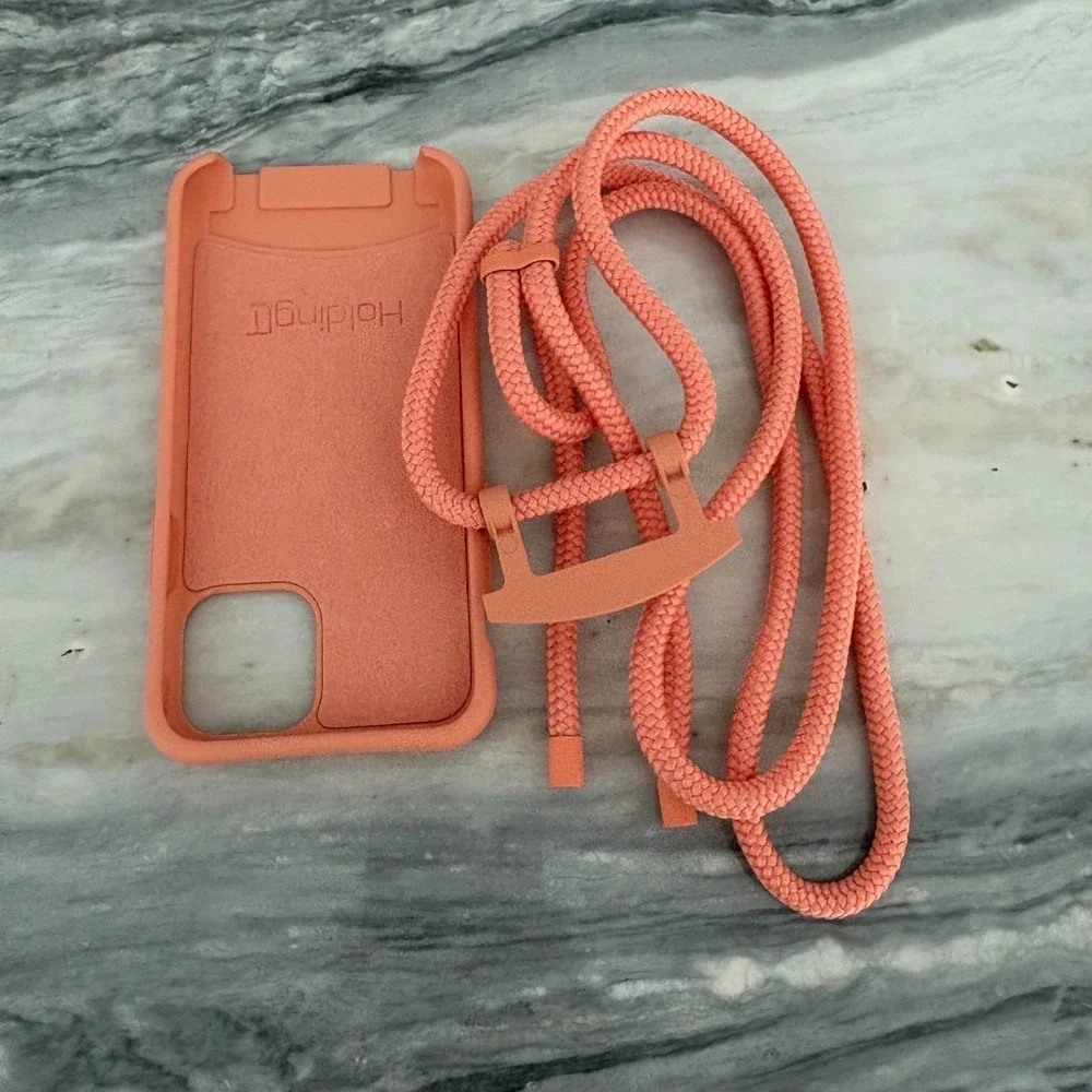 NWT HoldingIT iPhone 11 Pro Peach Silicone Lanyard Crossbody Phone Case Cover